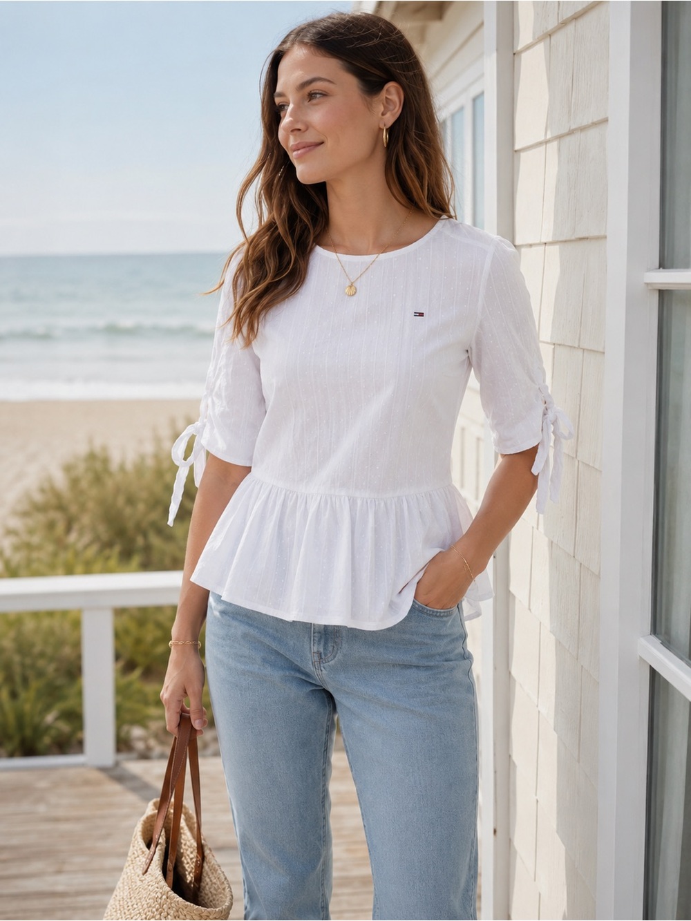 Tommy Hilfiger Peplum Blouse White XS